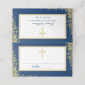 Gold Glitter Navy Blue First Heilige Communie (Buitenkant ongevouwen)