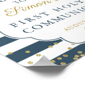 Gold Glitter Navy Blue First Heilige Communie Poster (Hoek)