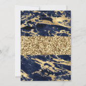 Gold Glitter Navy Blue Marble Muslim Weddenschap Kaart (Achterkant)