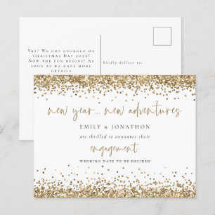 Gold Glitter New Adventures Verloving kondigt aan Briefkaart
