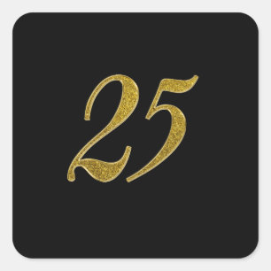 Gold Glitter-nummer 25 Vierkante Sticker