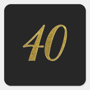 Gold Glitter-nummer 40 Vierkante Sticker