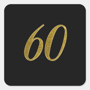 Gold Glitter-nummer 60 Vierkante Sticker