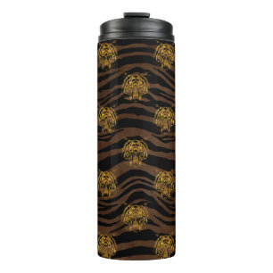 Gold Glitter Oerwoud Tiger Pattern Thermosbeker