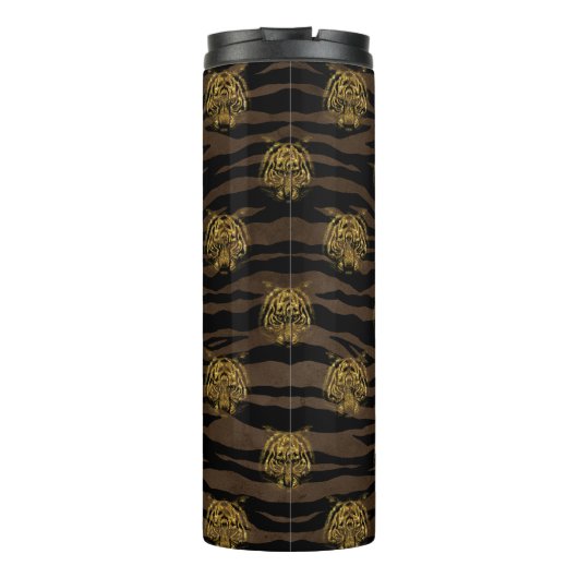 Gold Glitter Oerwoud Tiger Pattern Thermosbeker (Achterkant)