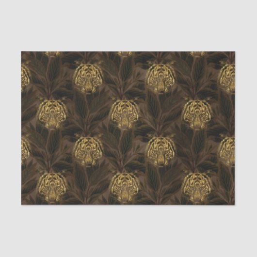 Gold Glitter Oerwoud Tiger Pattern Tissuepapier (Voorkant)