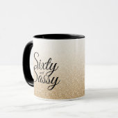 Gold Glitter Ombre 60 en Sassy 60th Birthday Mok (Voorkant links)