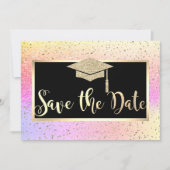 Gold Glitter Ombre Afstuderen slaat de datum op Save The Date (Voorkant)