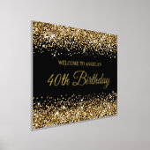 Gold Glitter op Black 40th Birthday Welkom Folie Afdrukken (Laagn)
