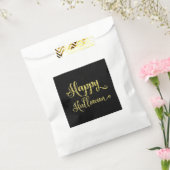 Gold Glitter op Black Happy Halloween Bedankzakje (Gezegeld)