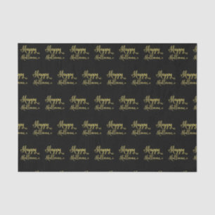 Gold Glitter op Black Happy Halloween Tissuepapier