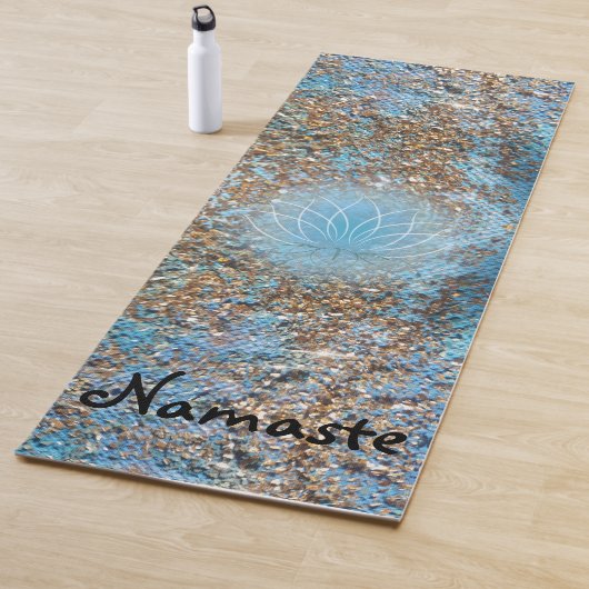 Gold Glitter op Turquoise Lotus Yogamat (In situ)