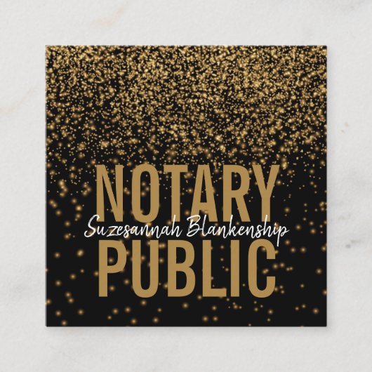 Gold Glitter op zwarte aangepaste QR-codenummer Vierkante Visitekaartje (Voorkant)