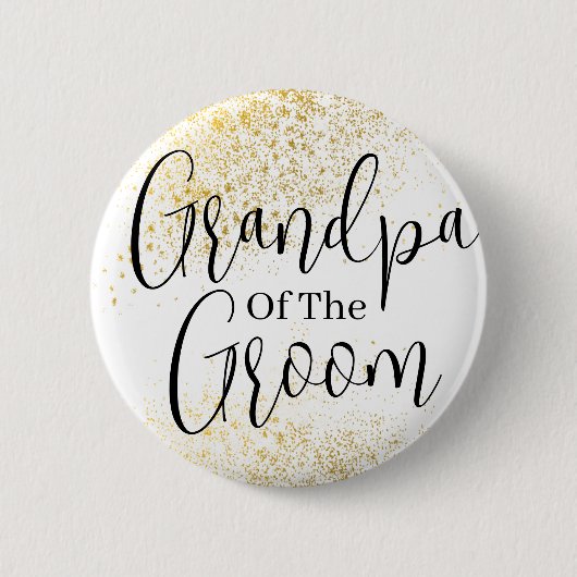 Gold Glitter opa of groom bruiloft Button (Voorkant)