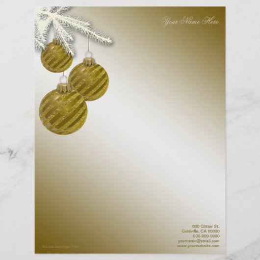 Gold Glitter Ornaments Briefhoofd Ontwerp (Voorkant)