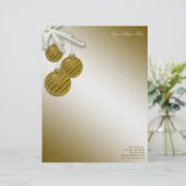 Gold Glitter Ornaments Briefhoofd Ontwerp (Staand voorkant)