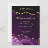 Gold Glitter Paars Agate Quinceanera