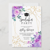 Gold glitter paarse foto afstuderen kaart (Voorkant)