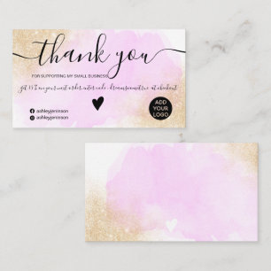 Gold glitter paarse penseelbestelling bedankt visitekaartje