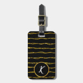 Gold Glitter Pattern en Black Bagagelabel (Voorkant verticaal)