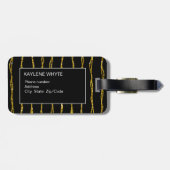 Gold Glitter Pattern en Black Bagagelabel (Achterkant horizontaal)