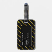 Gold Glitter Pattern en Black Bagagelabel (Achterkant verticaal)