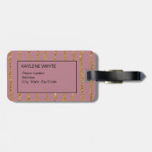 Gold Glitter Pattern en Blush Pink Bagagelabel (Achterkant horizontaal)