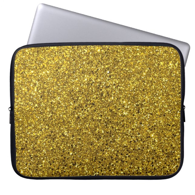 Gold Glitter Pattern Laptop Sleeve (Voorkant)