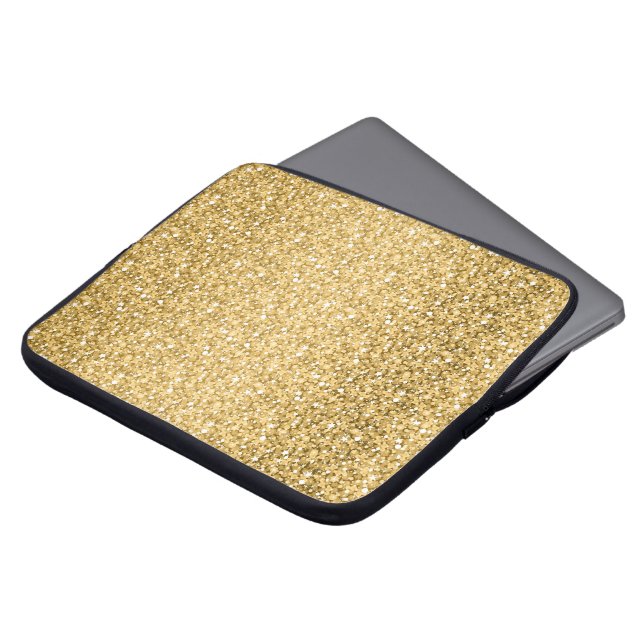 Gold Glitter Pattern Laptop Sleeve (Voorkant top)