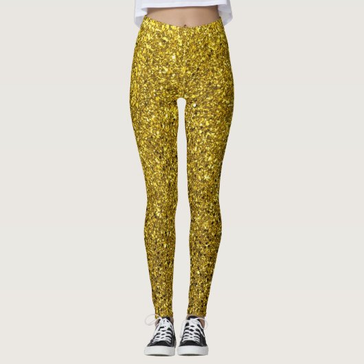 Gold Glitter Pattern Leggings (Voorkant)
