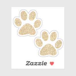 Gold Glitter Paw Prins Sticker