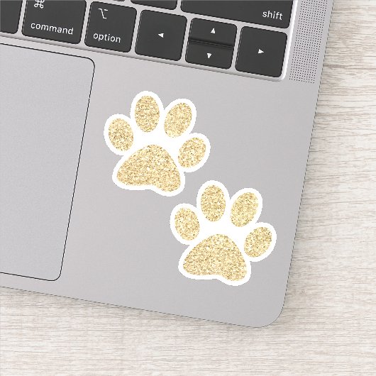 Gold Glitter Paw Prins Sticker (Detail)