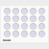 Gold Glitter & Periwinkle Weddenemonogram Ronde Sticker (Vel)