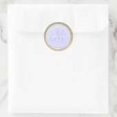 Gold Glitter & Periwinkle Weddenemonogram Ronde Sticker (Tas)