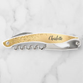 Gold Glitter Personalized Bridesmaid Kurkentrekker (Achterkant)