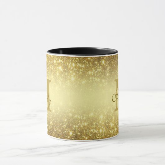gold glitter personalized  mok (Midden)