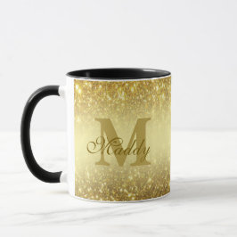 gold glitter personalized  mok