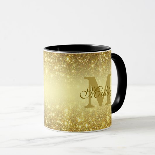gold glitter personalized  mok (Voorkant rechts)