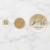 Gold Glitter Personalized Sweet 16 Confetti (Devant)