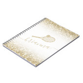 Gold Glitter Personalized Tennis Notitieboek (Linkerzijde)