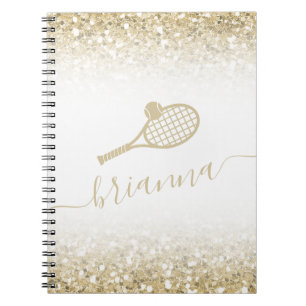 Gold Glitter Personalized Tennis Notitieboek