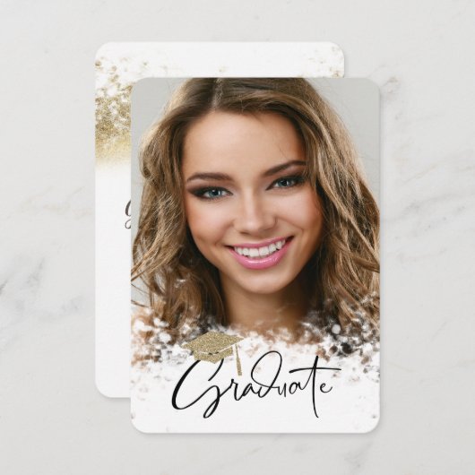 Gold Glitter Pet, Bokeh Photo Afstuderen Kaart (Voorkant / Achterkant)