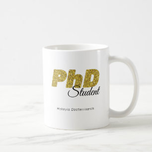 Gold Glitter PhD Student Coffee Mok