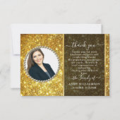 Gold Glitter Photo Funeral Hartelijk dank! Bedankkaart (Voorkant)