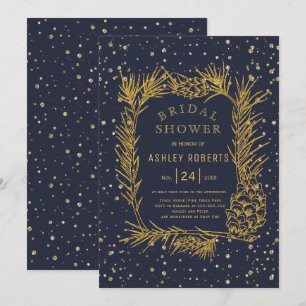 Gold glitter pine middernacht blauw vrijgezellenfe kaart