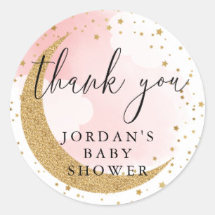 Gold Glitter Pink bedankt voor je plezier Ronde Sticker