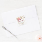 Gold Glitter Pink Floral Afstuderen partij Vierkante Sticker (Envelop)