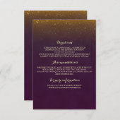 Gold Glitter  Plum Wedding Insert Informatiekaartje (Voorkant / Achterkant)