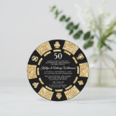 Gold Glitter Poker Chip 50ste bruiloft Jubileum Kaart (Staand voorkant)