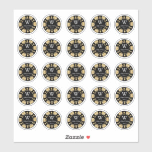 Gold Glitter Poker Chip Casino Weddenschap 3cm Sticker